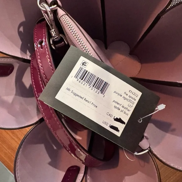 Kate spade the patent spade flower crossbody bucket Handbag purple NWT - Picture 8 of 8